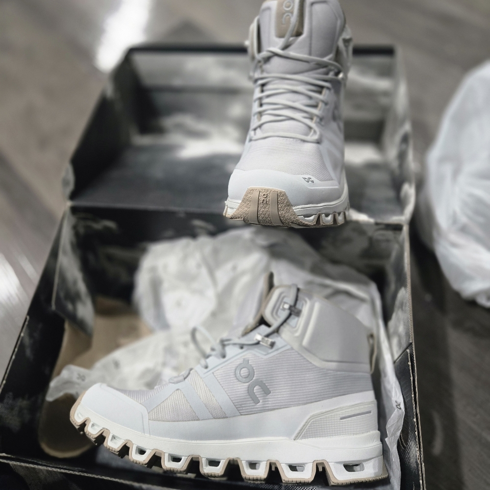 On Cloudrock Running Beige and White Sneakers